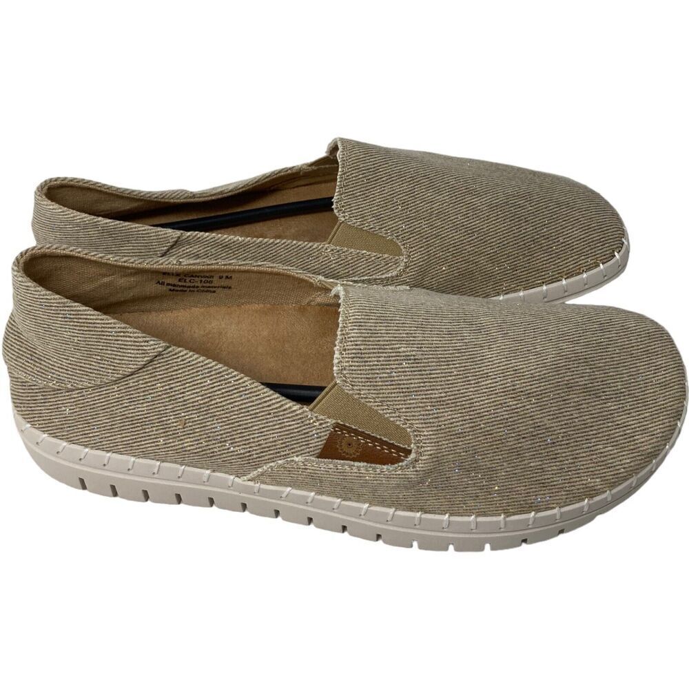 Glolily Elle Women's Size 9 M Slip On Shoes Beige Glitter
